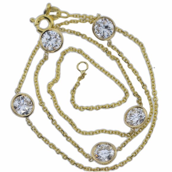 14K Gold 5 Ct Lab Grown Diamond By the Yard Necklace - Picture 5 of 5